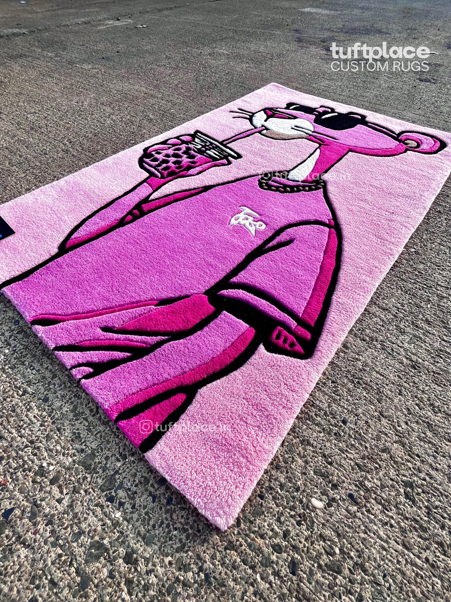 Panther Sippin' Boba Custom Rug by Tuftplace