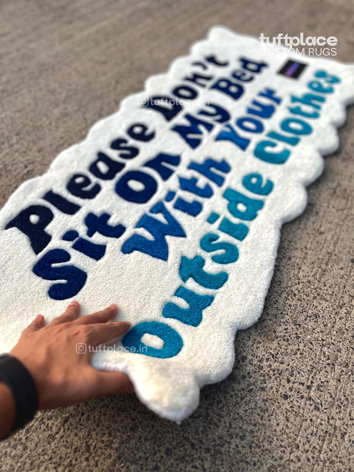 (SALE) Aqua Disclaimer Rectangle Custom Rug by Tuftplace