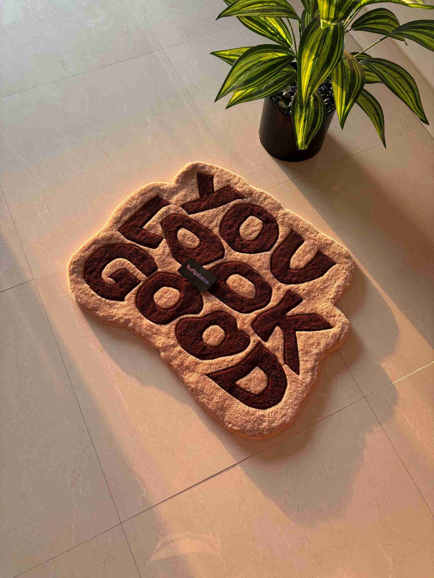 (SALE) You Look Good Brown and Beige Custom Rug