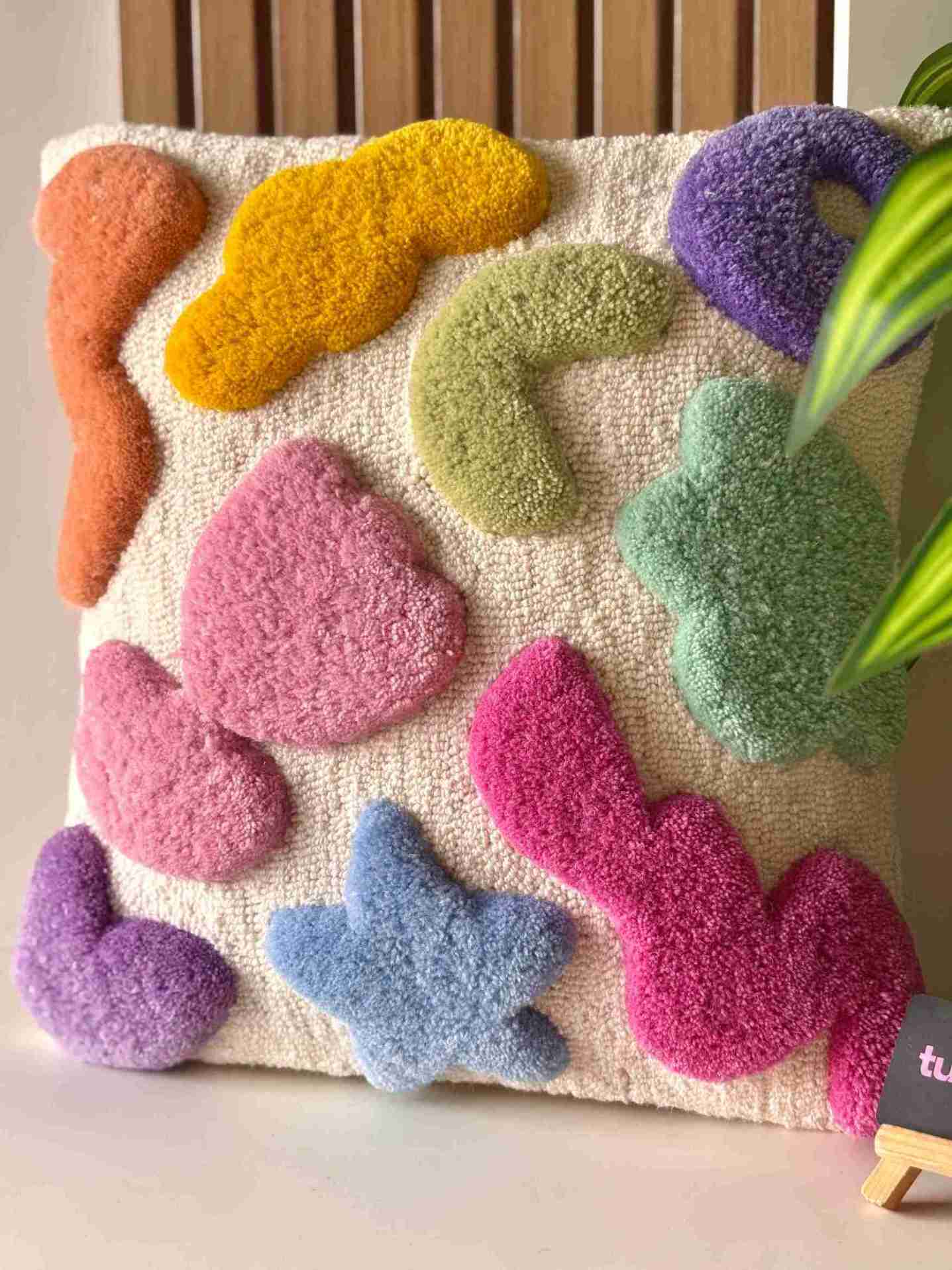 Quirky Pastels Hand Tufted Cushion by Tuftplace