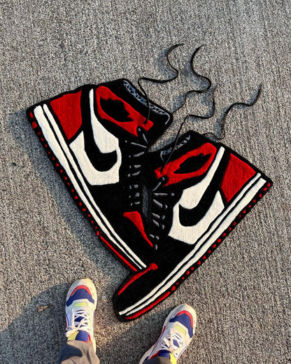 AJ1 High Bred Toe Sneaker Hanging Custom Rug by Tuftplace