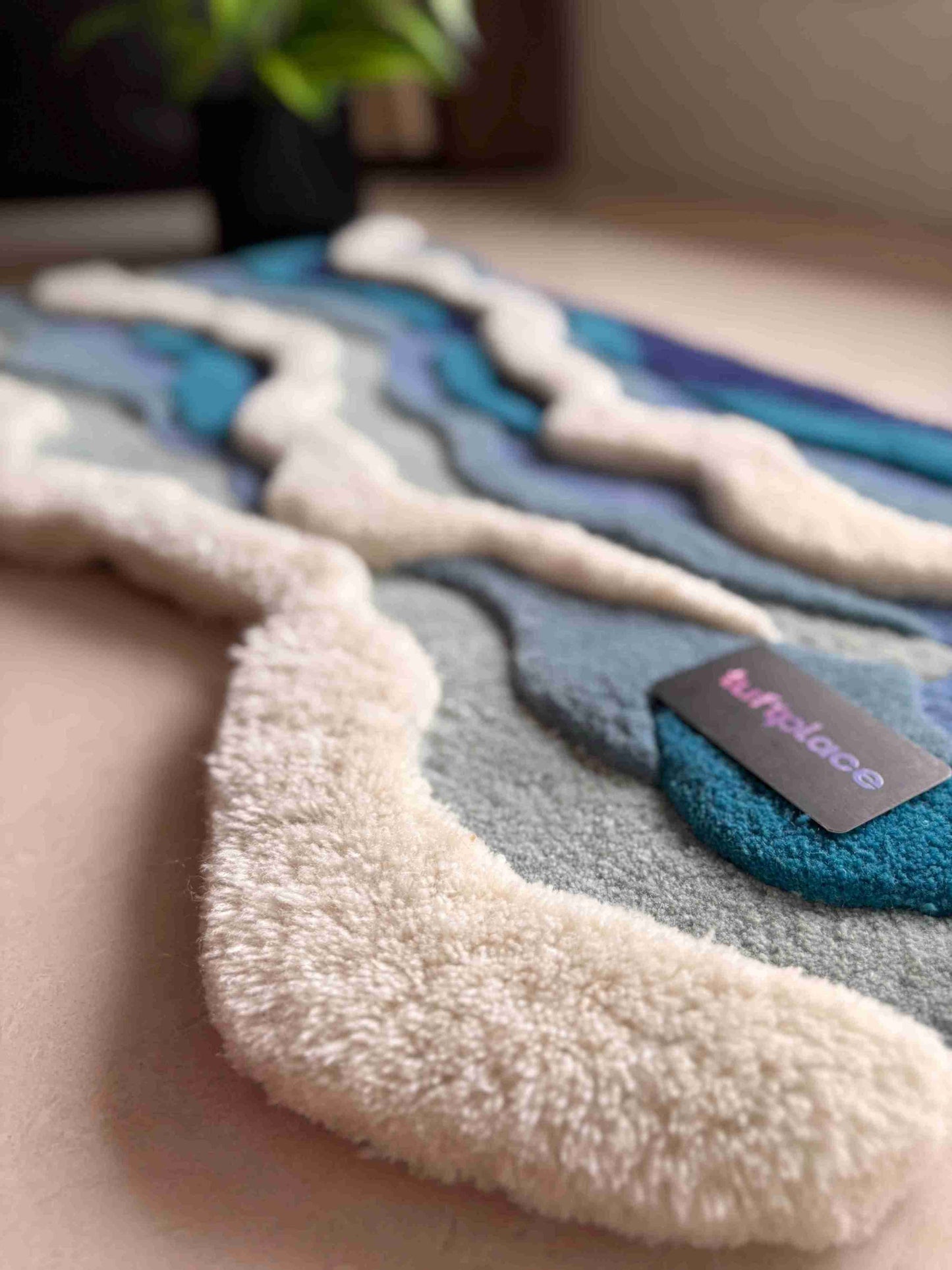 3D Ocean Waves Baby Blue Custom Rug by Tuftplace