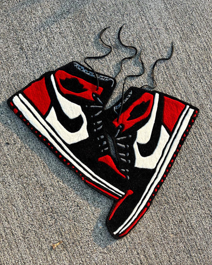 AJ1 High Bred Toe Sneaker Hanging Custom Rug by Tuftplace