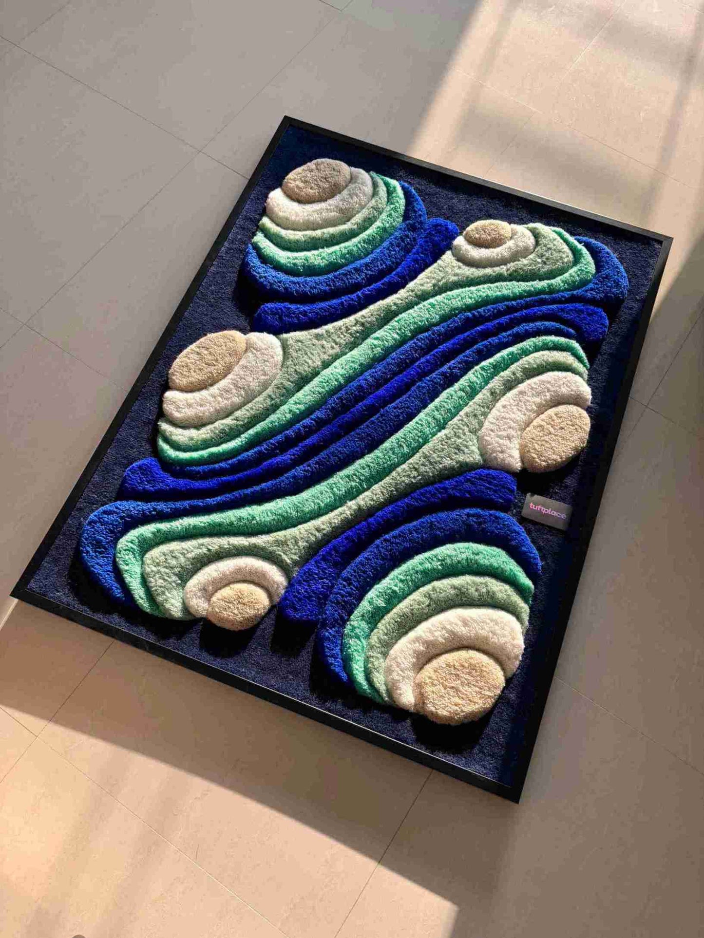 3D Tufted Wall Art - Aqua Contour