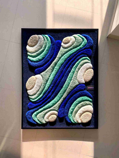 3D Tufted Wall Art - Aqua Contour