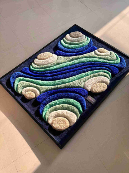 3D Tufted Wall Art - Aqua Contour