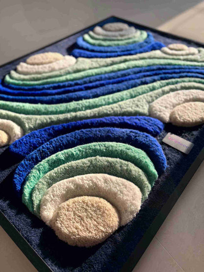 3D Tufted Wall Art - Aqua Contour