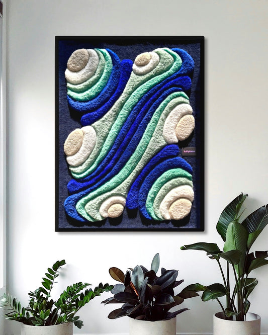 3D Tufted Wall Art - Aqua Contour