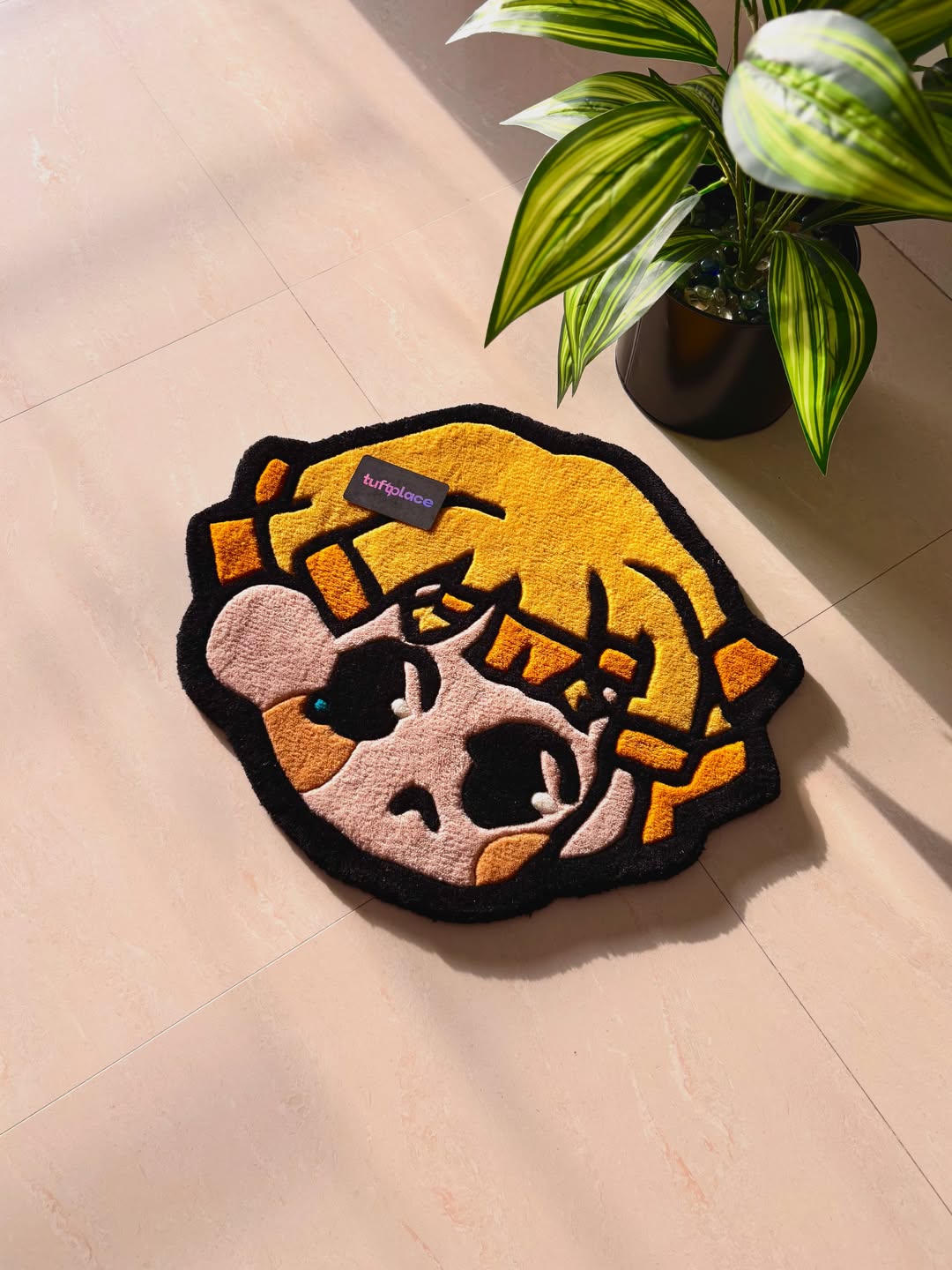 Cute Zenitsu Face Anime Art Custom Rug by Tuftplace