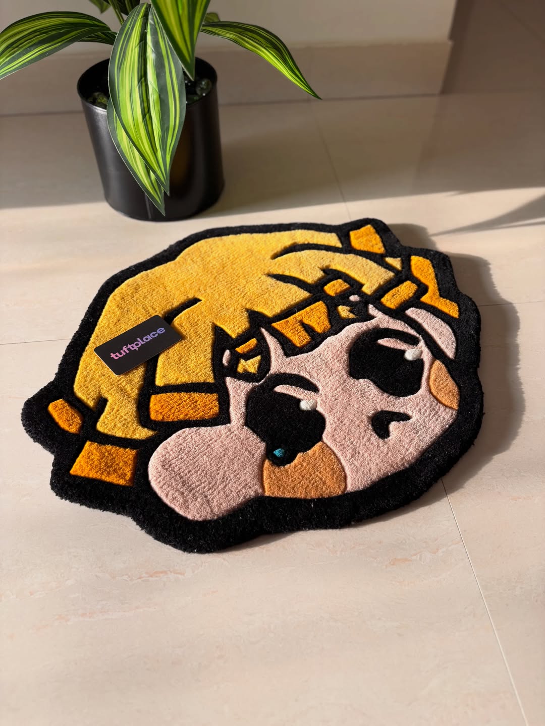 Cute Zenitsu Face Anime Art Custom Rug by Tuftplace