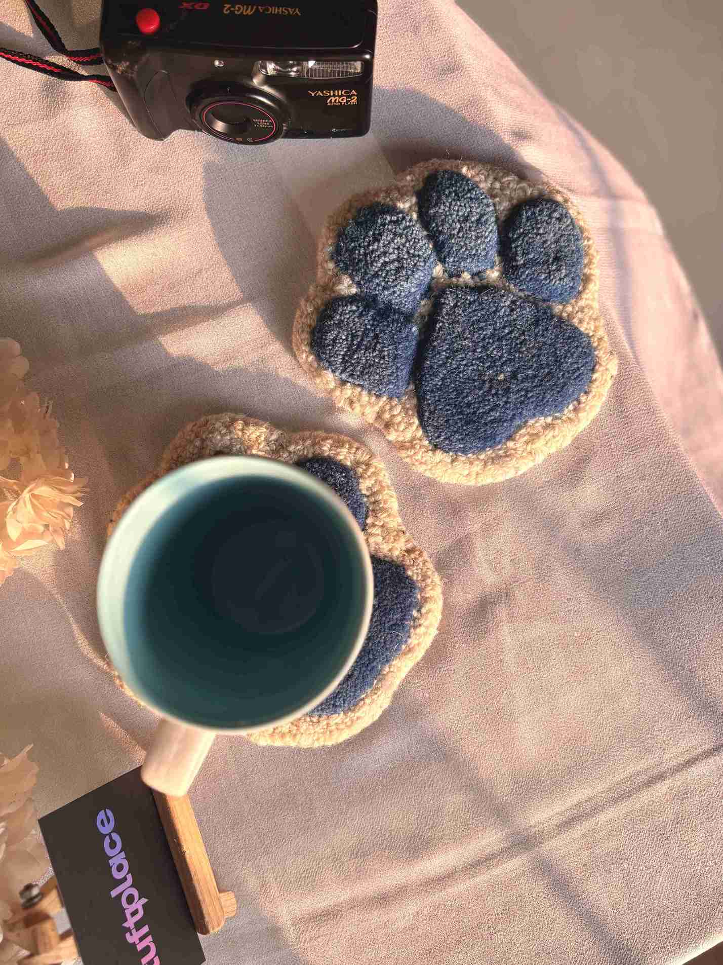 Blue Paw Hand Tufted Coasters