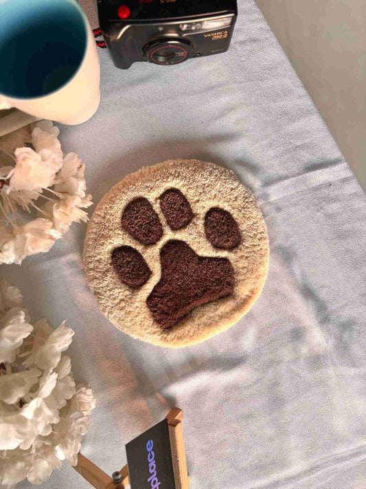 Brown n Beige Paw Tufted Coaster