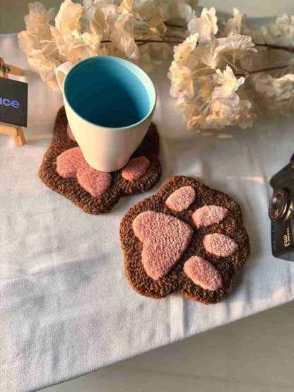 Brown Paw Tufted Coasters