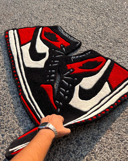 AJ1 High Bred Toe Sneaker Hanging Custom Rug by Tuftplace