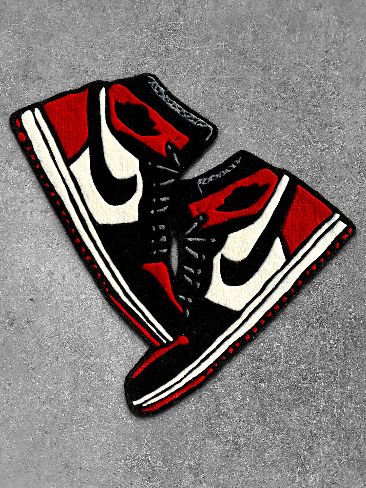 AJ1 High Bred Toe Sneaker Hanging Custom Rug by Tuftplace