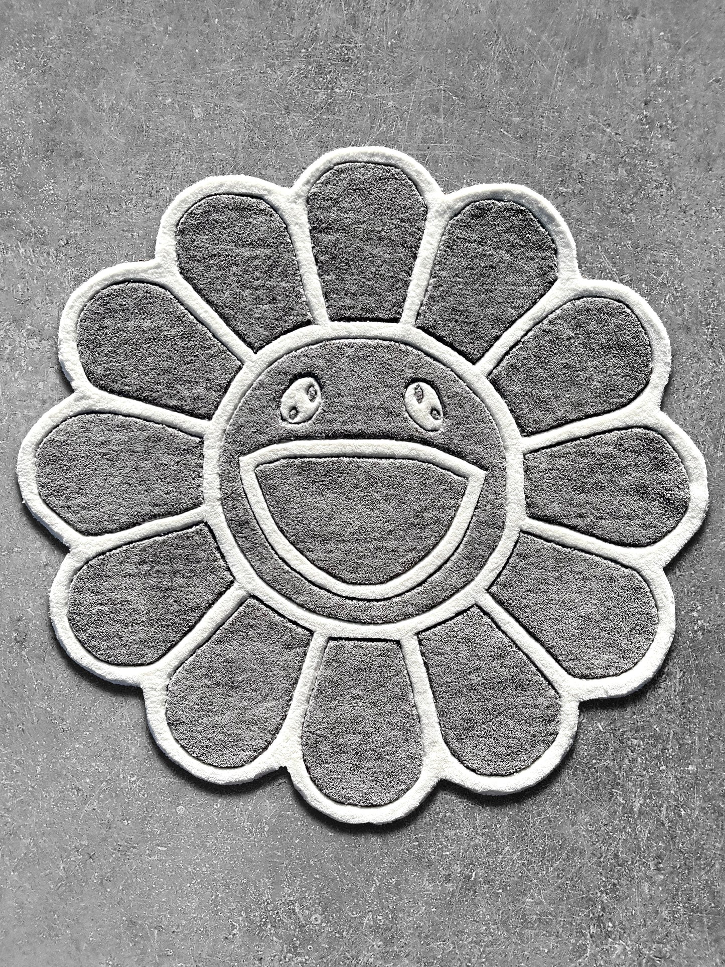 Grey Hypebeast Flower Custom Rug by Tuftplace