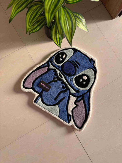 Cute Blue Alien Custom Hand Tufted Rug