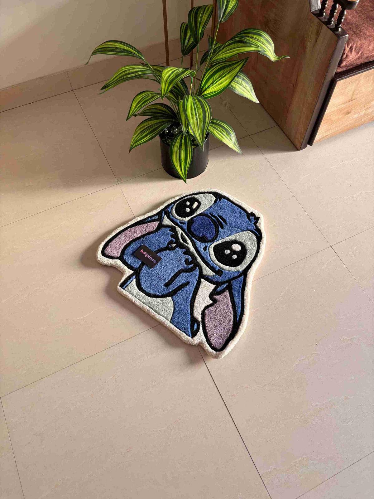 Cute Blue Alien Custom Hand Tufted Rug