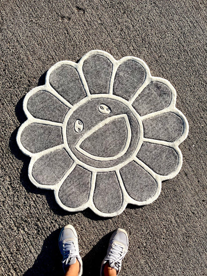 Grey Hypebeast Flower Custom Rug by Tuftplace