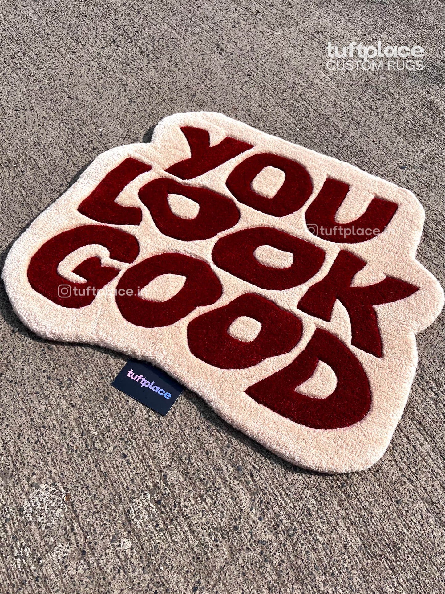 (SALE) You Look Good Red and Beige Custom Rug