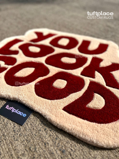 (SALE) You Look Good Red and Beige Custom Rug