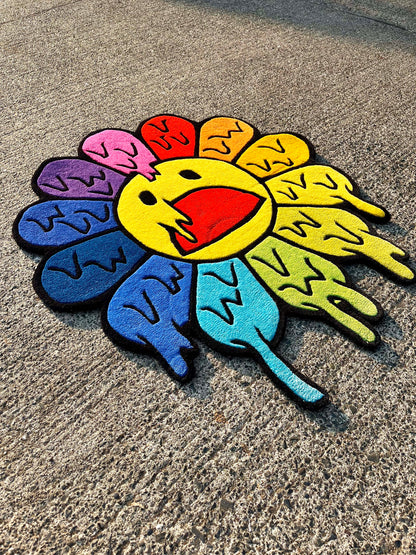 Hypebeast Flower Melting Custom Rug by Tuftplace