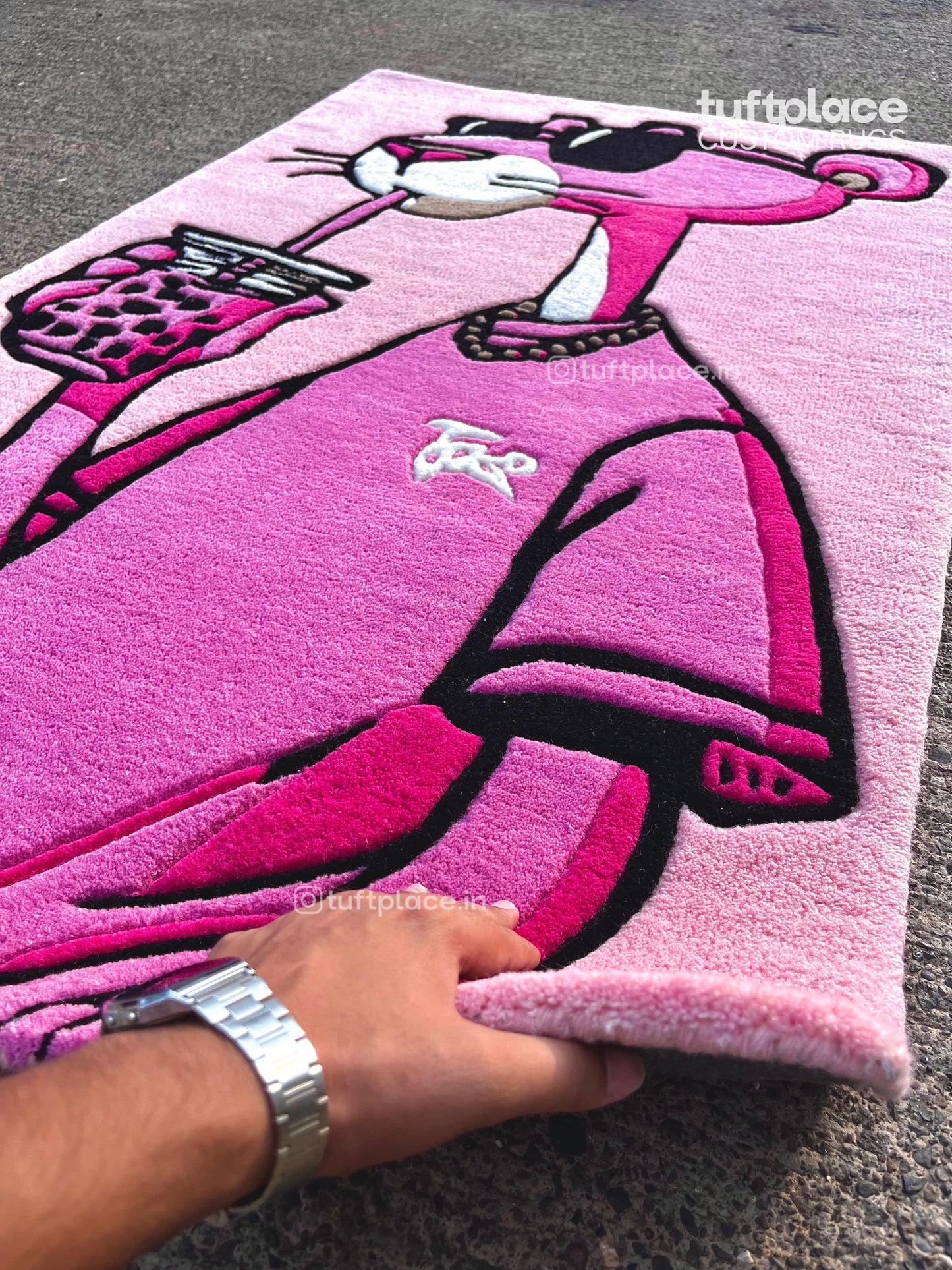 (SALE) Panther Sippin' Boba Custom Rug by Tuftplace