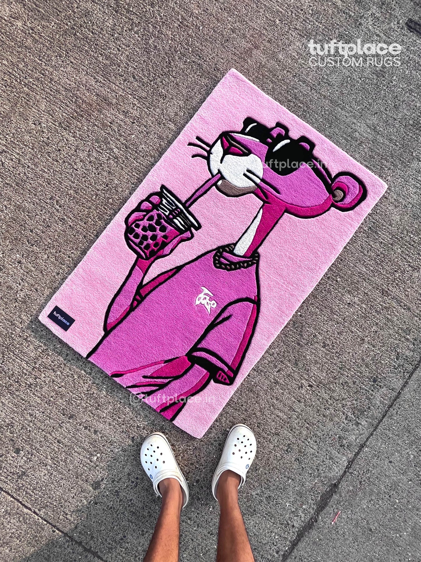 (SALE) Panther Sippin' Boba Custom Rug by Tuftplace