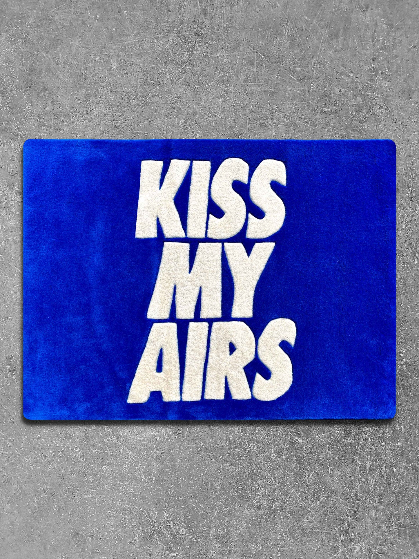 Kiss My Airs Blue Custom Rug by Tuftplace