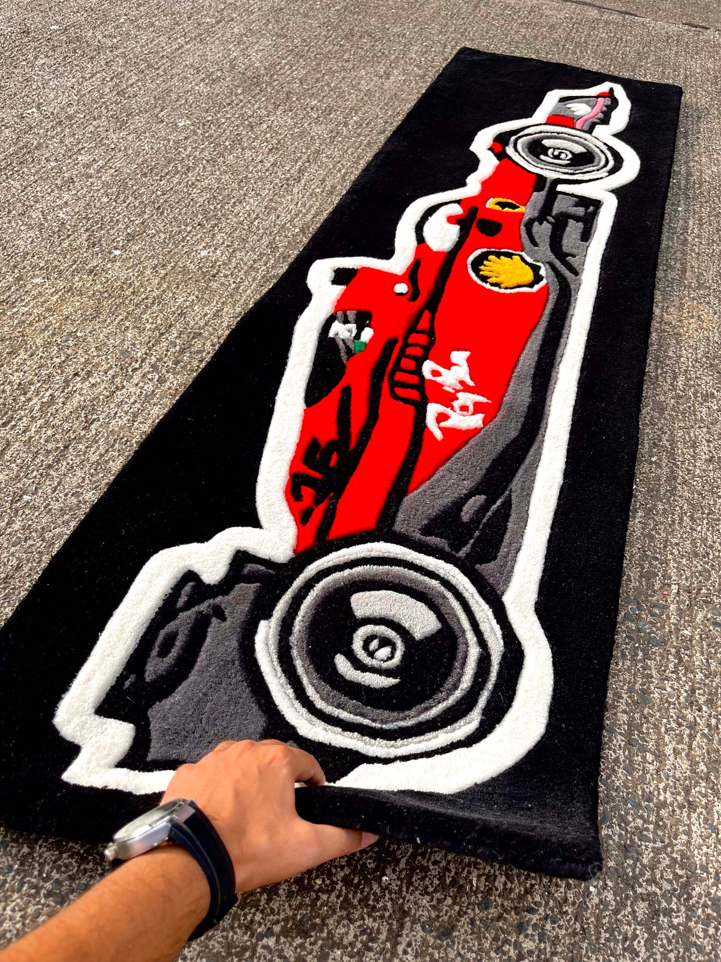 Scuderia Black Custom Rug by Tuftplace