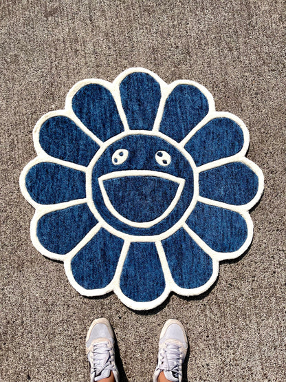 Blue Hypebeast Flower Custom Rug by Tuftplace