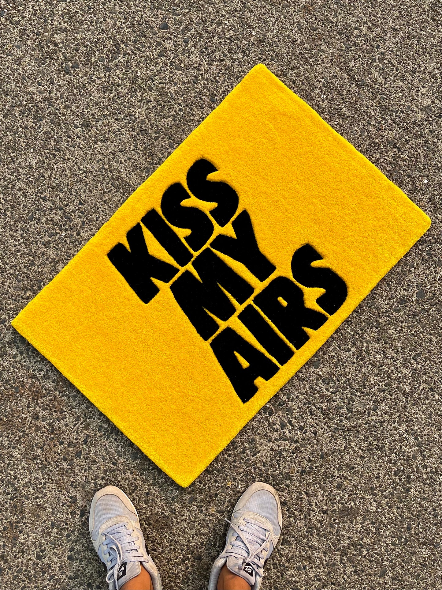 Kiss My Airs Yellow Custom Rug by Tuftplace