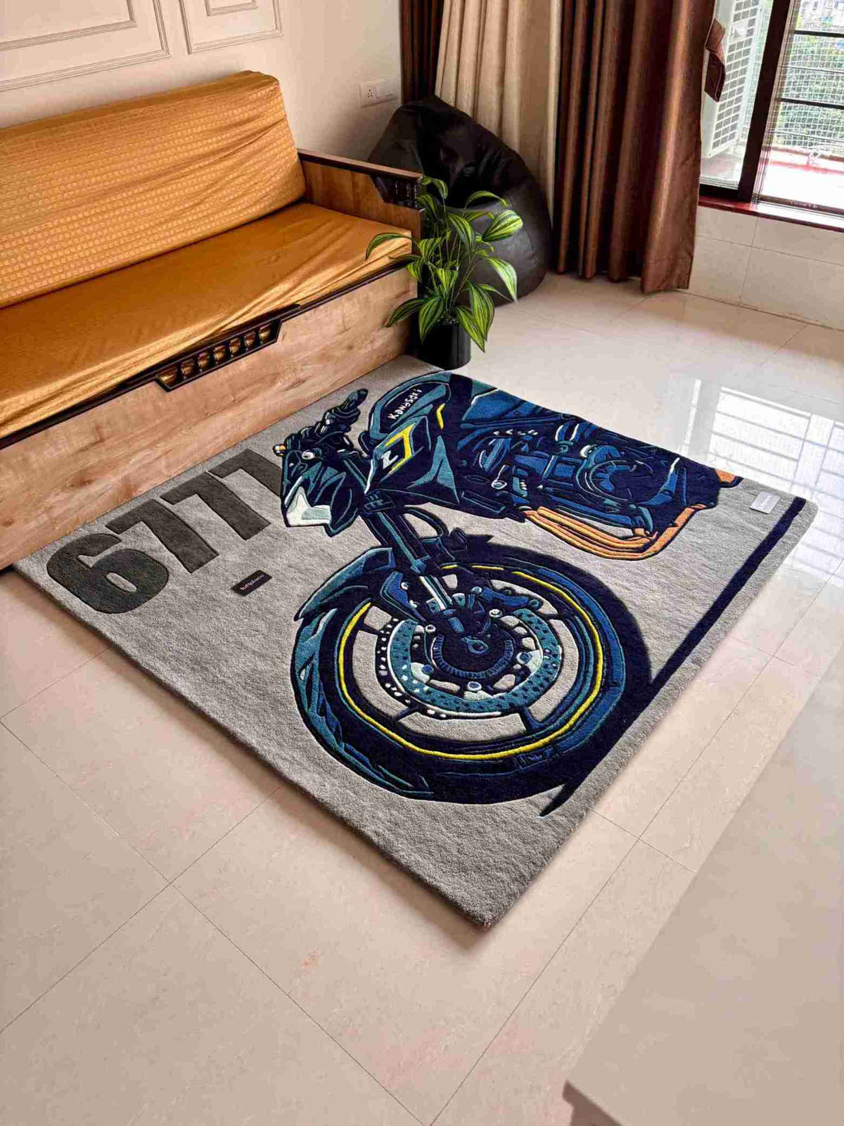 Kawasaki Bike Fan Art Custom Rug by Tuftplace