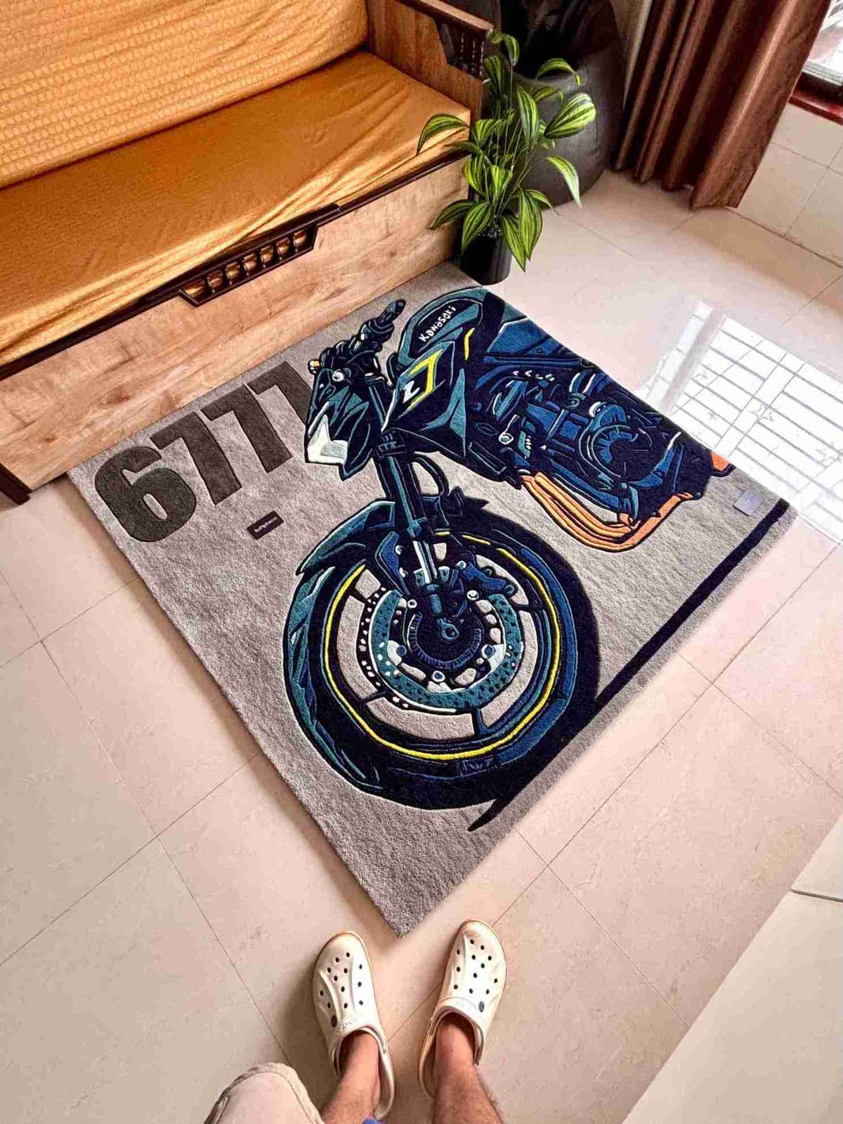 Kawasaki Bike Fan Art Custom Rug by Tuftplace