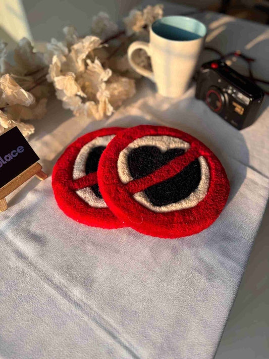 No Love Hand Tufted Coasters