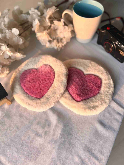 Pink Heart Tufted Coasters