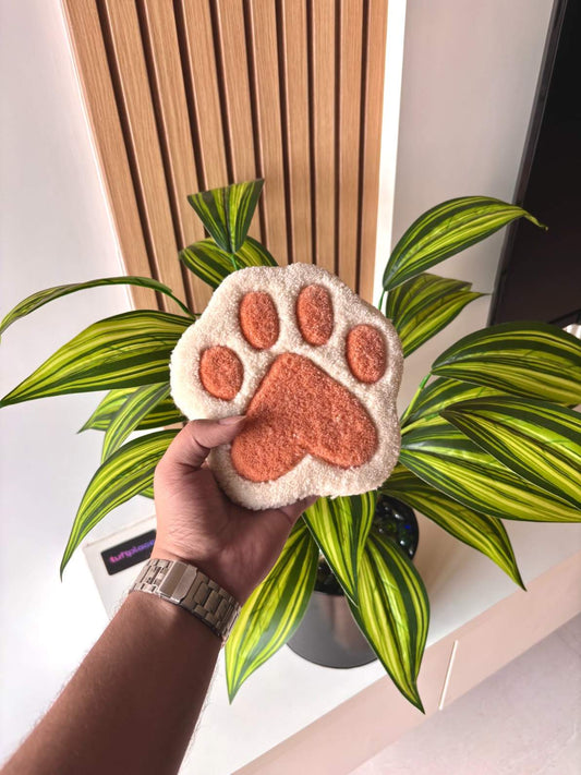 Pink Paw Hand Tufted Coaster / Mug Rug / Table Decor