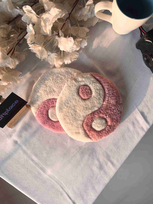 Pink Yin Yang Tufted Coasters