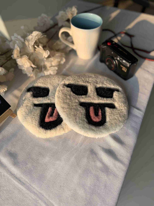 Silly Face Hand Tufted Coasters