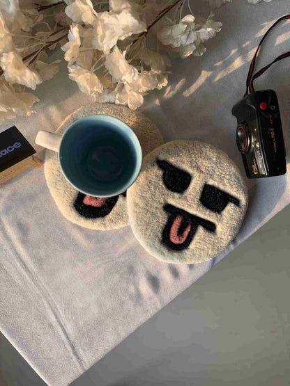 Silly Face Hand Tufted Coasters