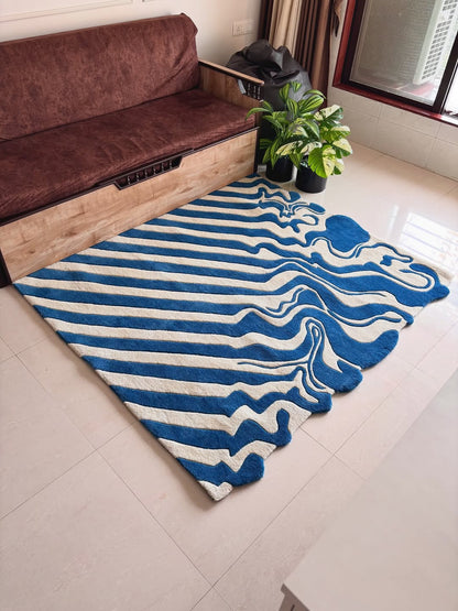 Blue Ink Spill Custom Rug by Tuftplace