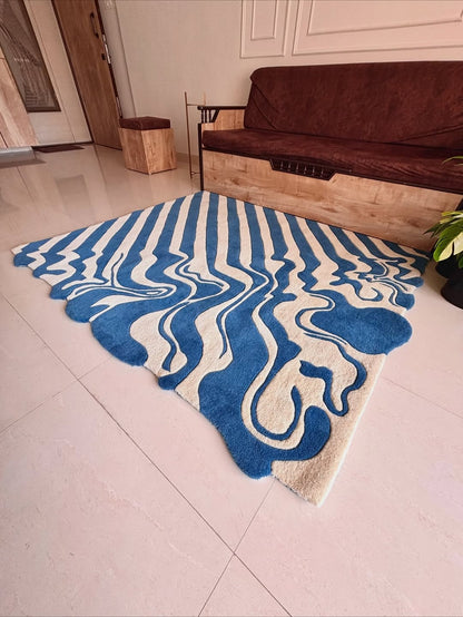 Blue Ink Spill Custom Rug by Tuftplace