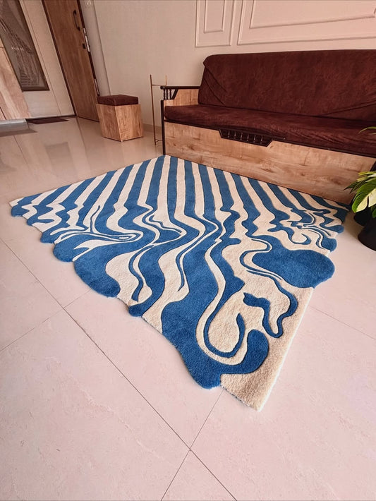 Blue Ink Spill Custom Rug by Tuftplace