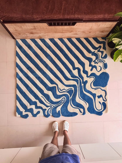 Blue Ink Spill Custom Rug by Tuftplace