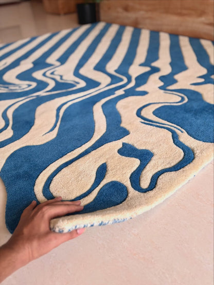 Blue Ink Spill Custom Rug by Tuftplace