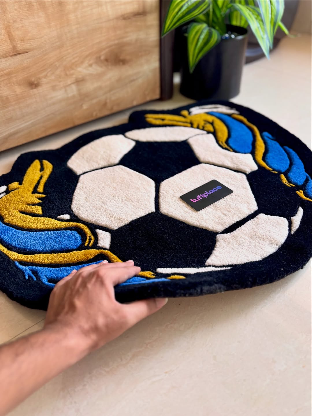 Football And Gloves Custom Rug by Tuftplace