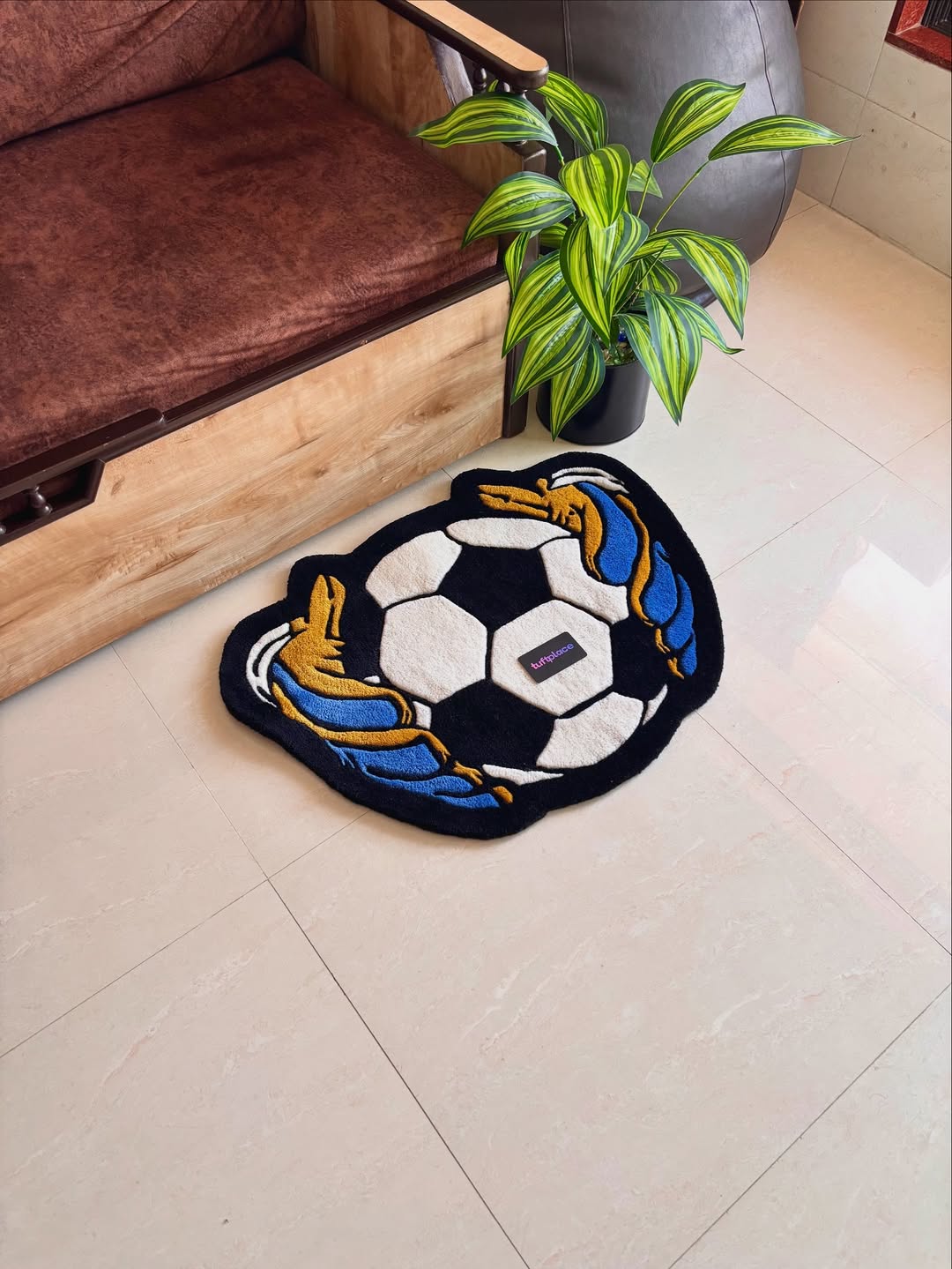 Football And Gloves Custom Rug by Tuftplace