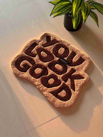 (SALE) You Look Good Brown and Beige Custom Rug