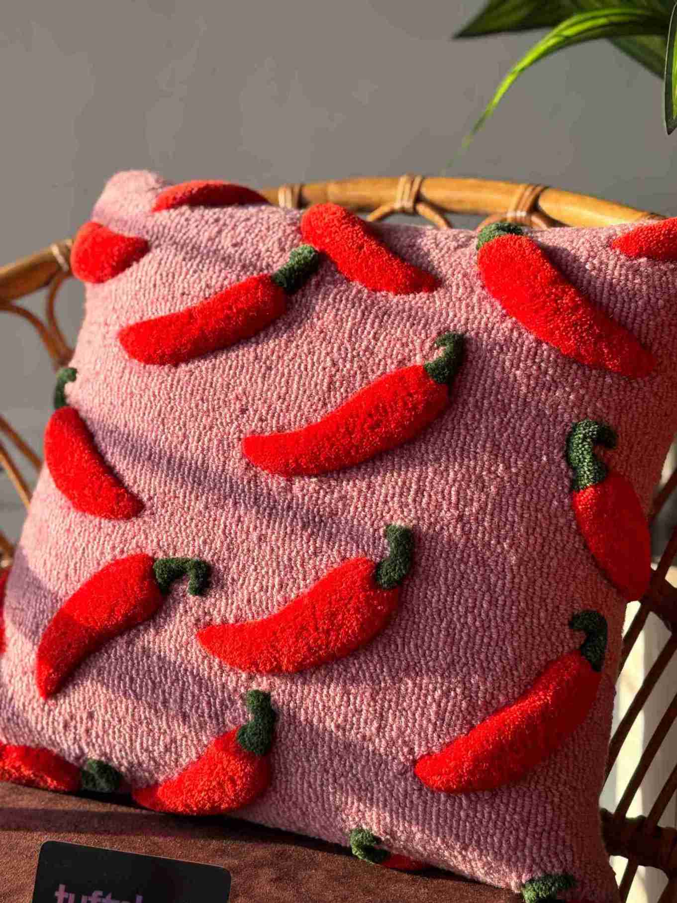 Hot Chillies Hand Tufted Cushion by Tuftplace