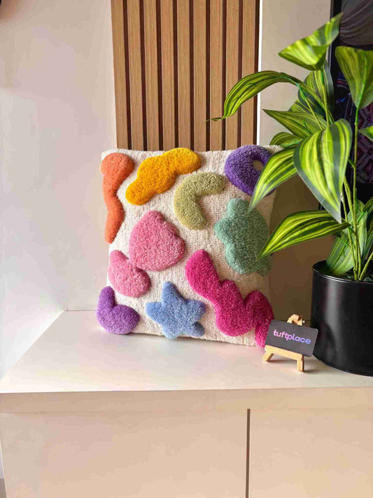 Quirky Pastels Hand Tufted Cushion by Tuftplace